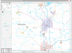 Janesville-Beloit Metro Area Wall Map Premium Style 2026